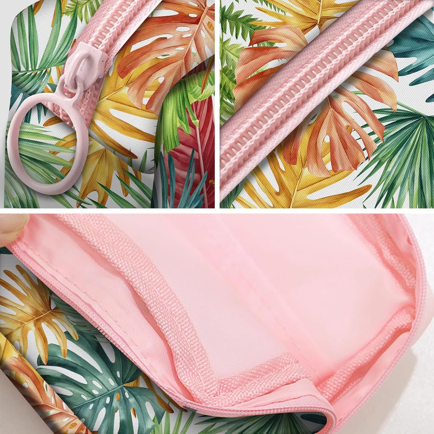 Travel Makeup Bag, Cute Cosmetic Bag Toiletry Bag for Women, Mini Make Up Pouches, Purse Cosmetic Organizer Cute Colorful Palm Leaf