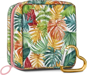 Travel Makeup Bag, Cute Cosmetic Bag Toiletry Bag for Women, Mini Make Up Pouches, Purse Cosmetic Organizer Cute Colorful Palm Leaf