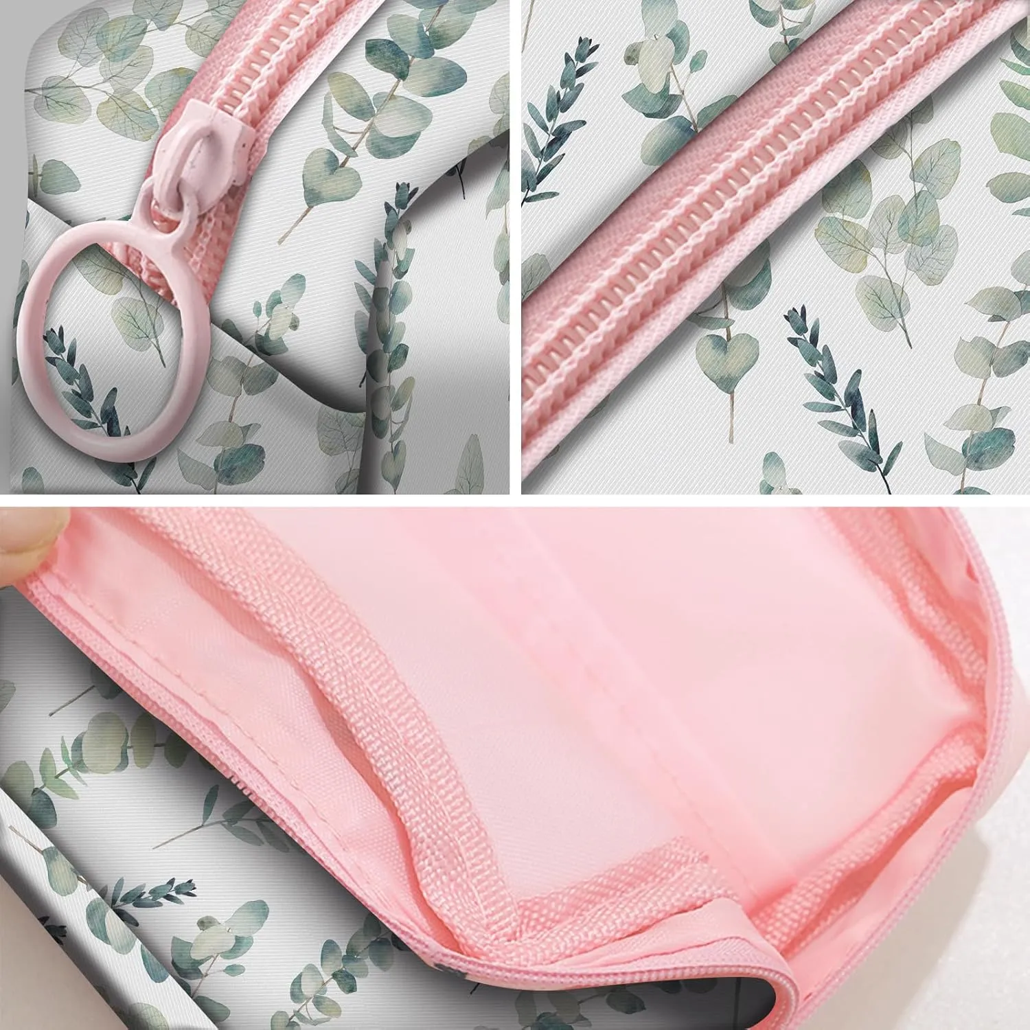 Travel Makeup Bag, Cute Cosmetic Bag Toiletry Bag for Women, Mini Make Up Pouches, Purse Cosmetic Organizer Cute Leaf