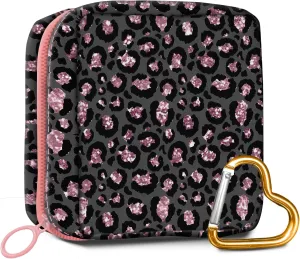 Travel Makeup Bag, Cute Cosmetic Bag Toiletry Bag for Women, Mini Make Up Pouches, Purse Cosmetic Organizer Luxury Pink Black Leopard