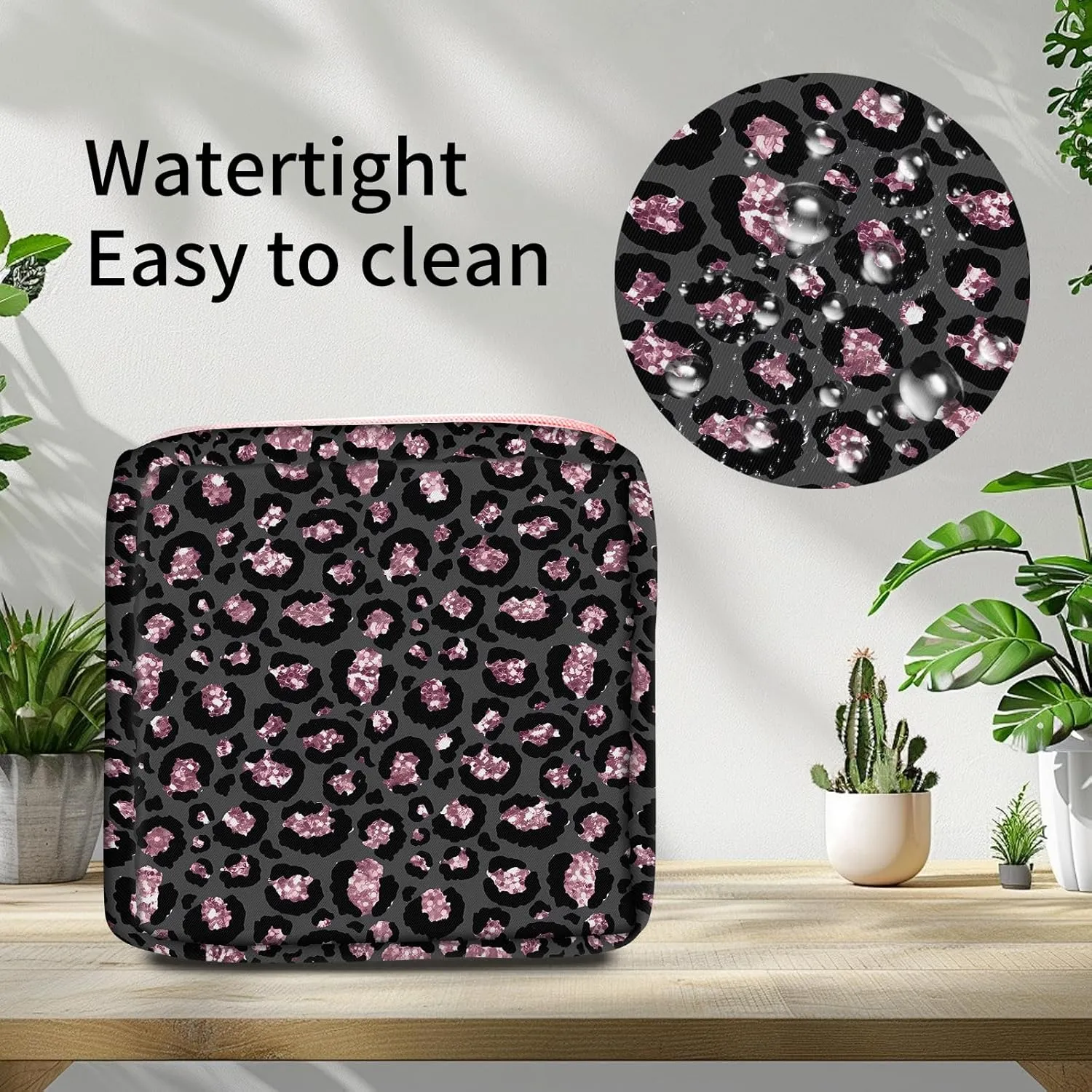 Travel Makeup Bag, Cute Cosmetic Bag Toiletry Bag for Women, Mini Make Up Pouches, Purse Cosmetic Organizer Luxury Pink Black Leopard