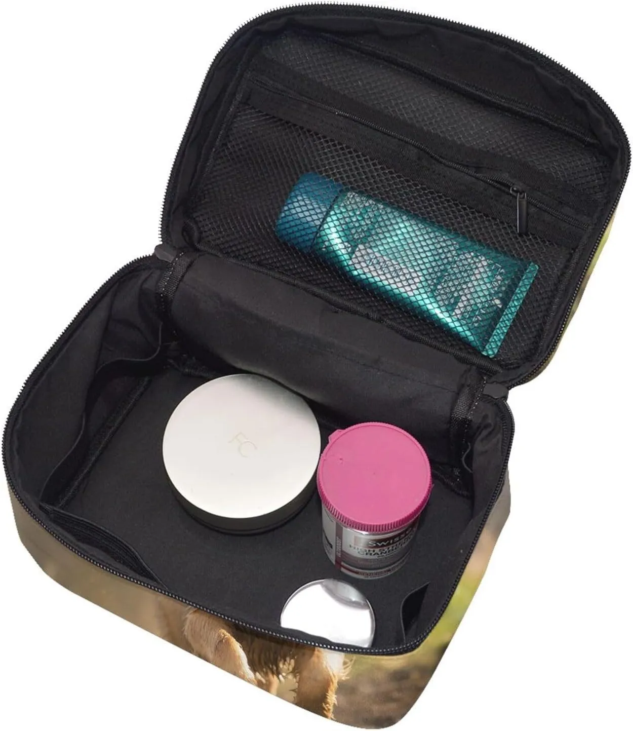 Travel Makeup Bag for Women Portable Cosmetic Bags Large Capacity Toiletry Bag Running german shepherd dog Make up Organizer with Handle Travel Essentials Cosmetic Bag Case Organizer