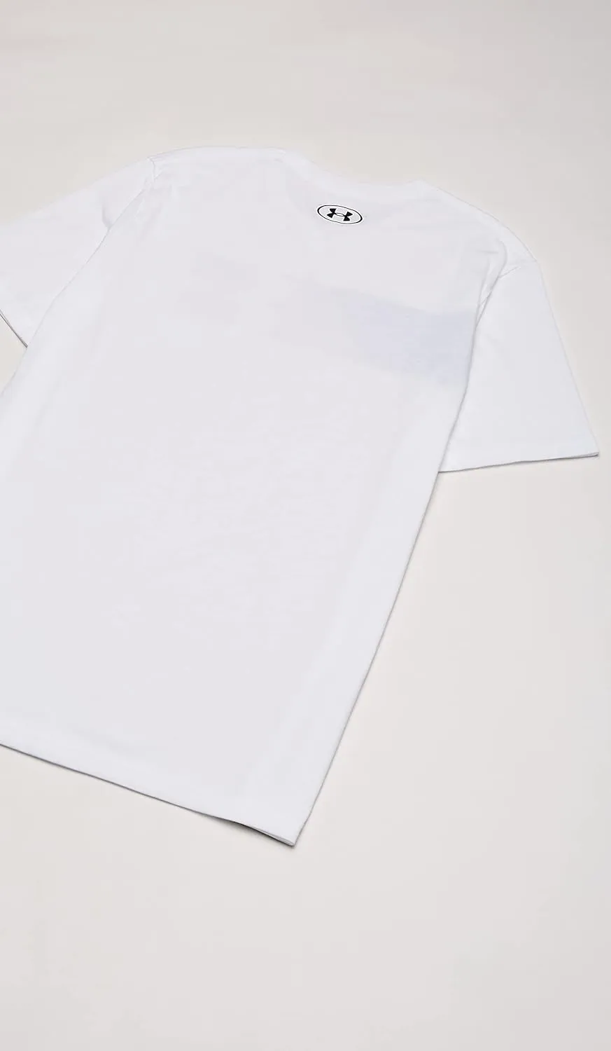 Under Armour Men's White Modern Ribbed Collar Short Sleeve T-Shirt