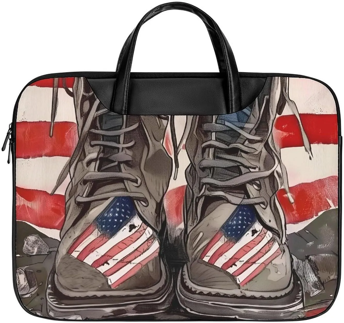 US Flags Leather Laptop Bag Laptop Briefcase Waterproof Durable Portable Bag Portable Laptop Bag Business Office 16.5 * 12.6IN
