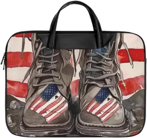US Flags Leather Laptop Bag Laptop Briefcase Waterproof Durable Portable Bag Portable Laptop Bag Business Office 16.5 * 12.6IN