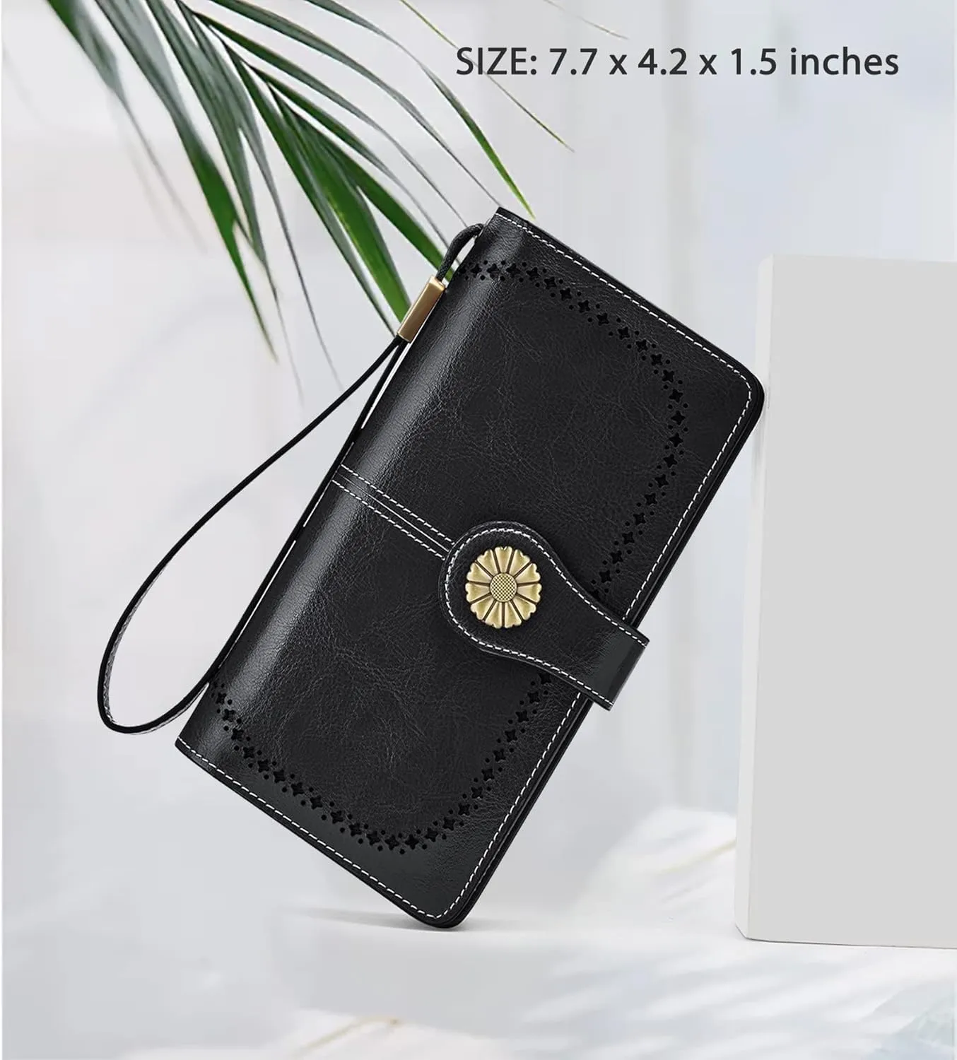 VANNANBA Womens Wallet Long Large RFID Oil-waxed Leather Clutch Wallet Wristlet Organized Purse