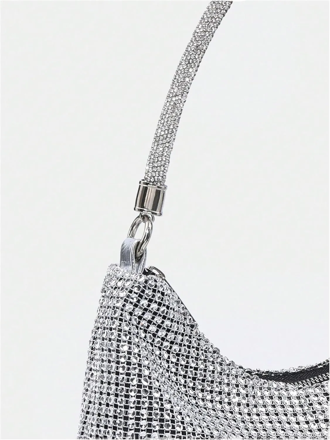 Verdusa Women's Rhinestone Purse Evening Handbag Glitter Sparkly Crescent Shoulder Bags