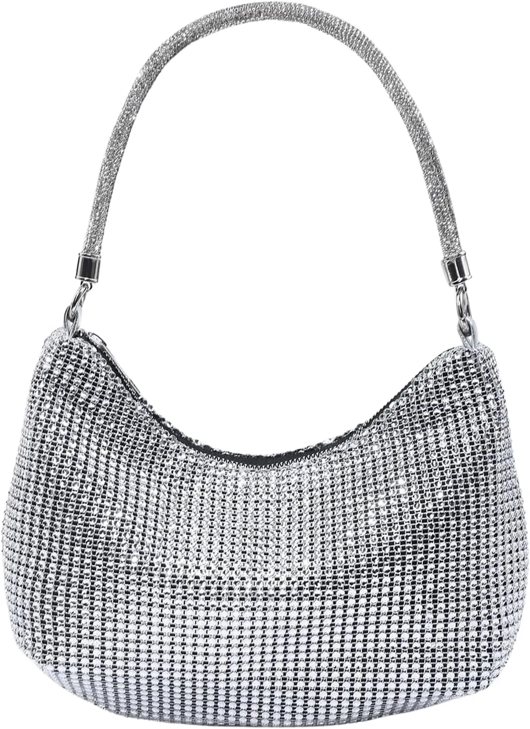 Verdusa Women's Rhinestone Purse Evening Handbag Glitter Sparkly Crescent Shoulder Bags