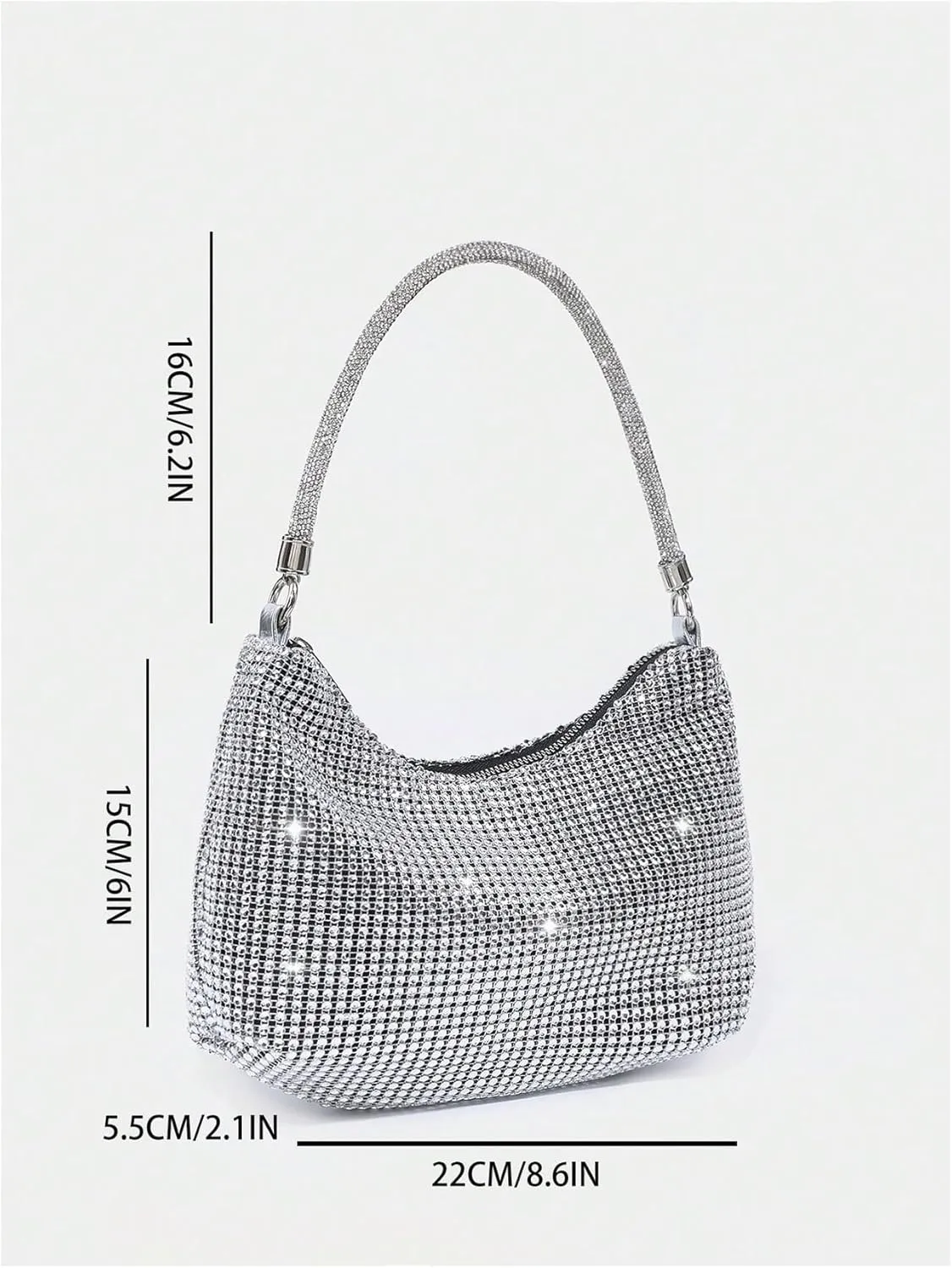 Verdusa Women's Rhinestone Purse Evening Handbag Glitter Sparkly Crescent Shoulder Bags