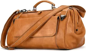 Vintage Tote Bag Leather Single Shoulder Duffle Trendy Travel Bag Men's Plant-tanned Leather Crossbody Bag