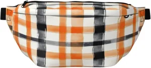 Watercolor Orange Gray Checks Pattern Graphic Fanny Pack For Women Man, Waist Belt Bag Crossbody For Sports Travel Hiking Running Jogging