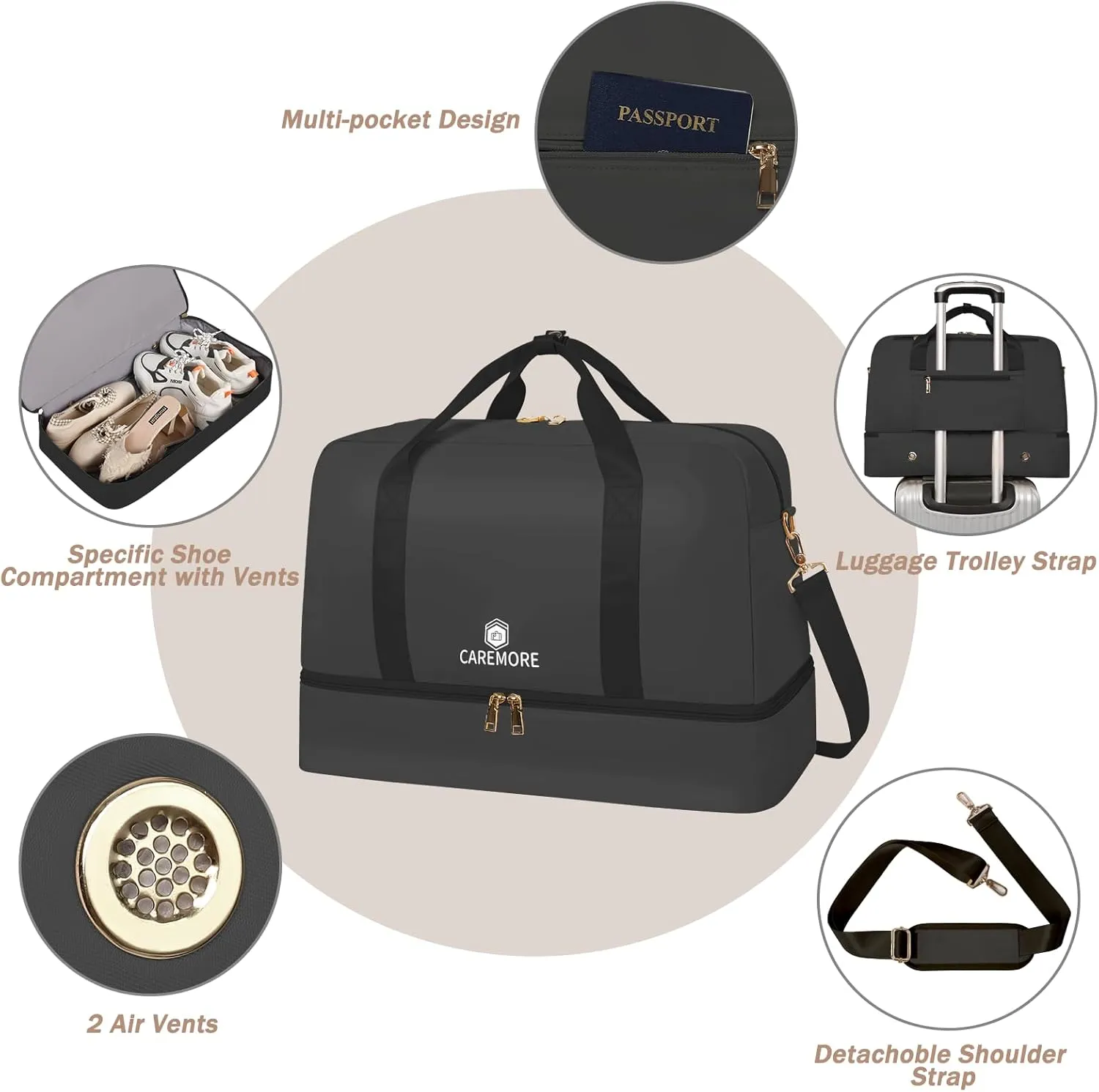 Weekender Bags for Women Travel,Duffle Bag for Men Travel with Shoe Compartment,Personal Item Bag for Airlines,Overnight Bags Carry On Tote Bag Gym Bag 21(Grey)