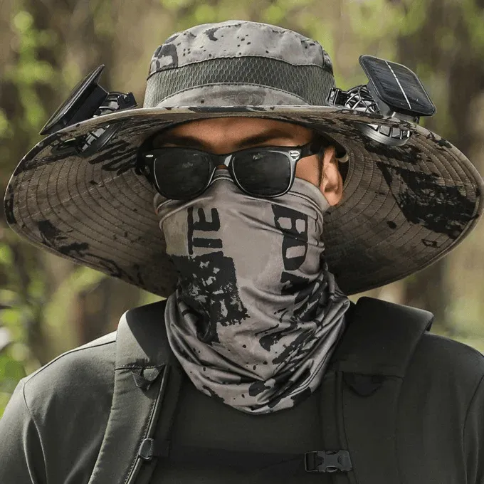 Wide Brim Solar Fan Outdoor Fishing Hat-Solar & USB Charging