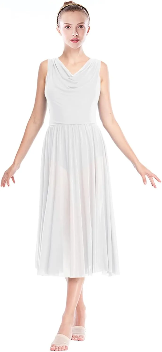 Women Lyrical Modern Ballet Dress Camisole Skirted Leotard Asymmetrical Tulle Dance Costume