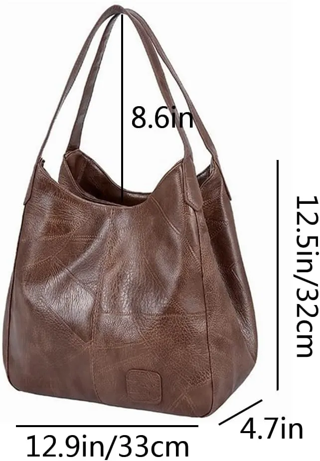 Women Retro Hobo Shoulder Bag Purse Tote Bags Soft PU Leather Handbag Satchel