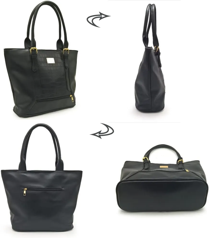 Women Shoulder Bags Crocodile Pattern Bucket Bag Contrasting Colors Tote Bag Large Capacity Handbag