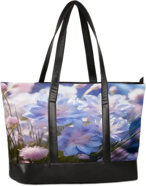 Women Tote Bag with Zipper, Shopper Handbag Travel Purse, PU Leather Laptop Tote Bags, Weekender Bags