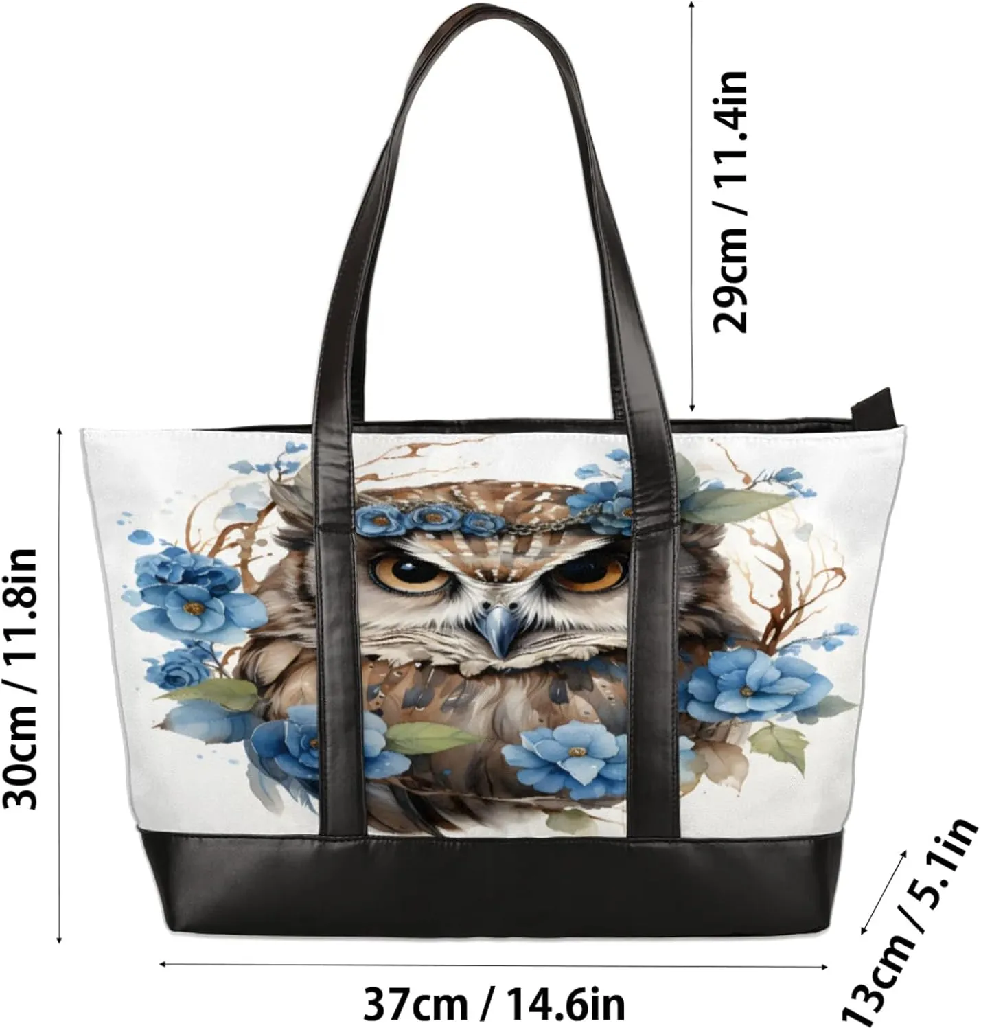 Women Tote Bag with Zipper, Shopper Handbag Travel Purse, PU Leather Laptop Tote Bags, Weekender Bags