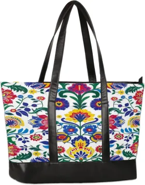 Women Tote Bag with Zipper, Shopper Handbag Travel Purse, PU Leather Laptop Tote Bags, Weekender Bags