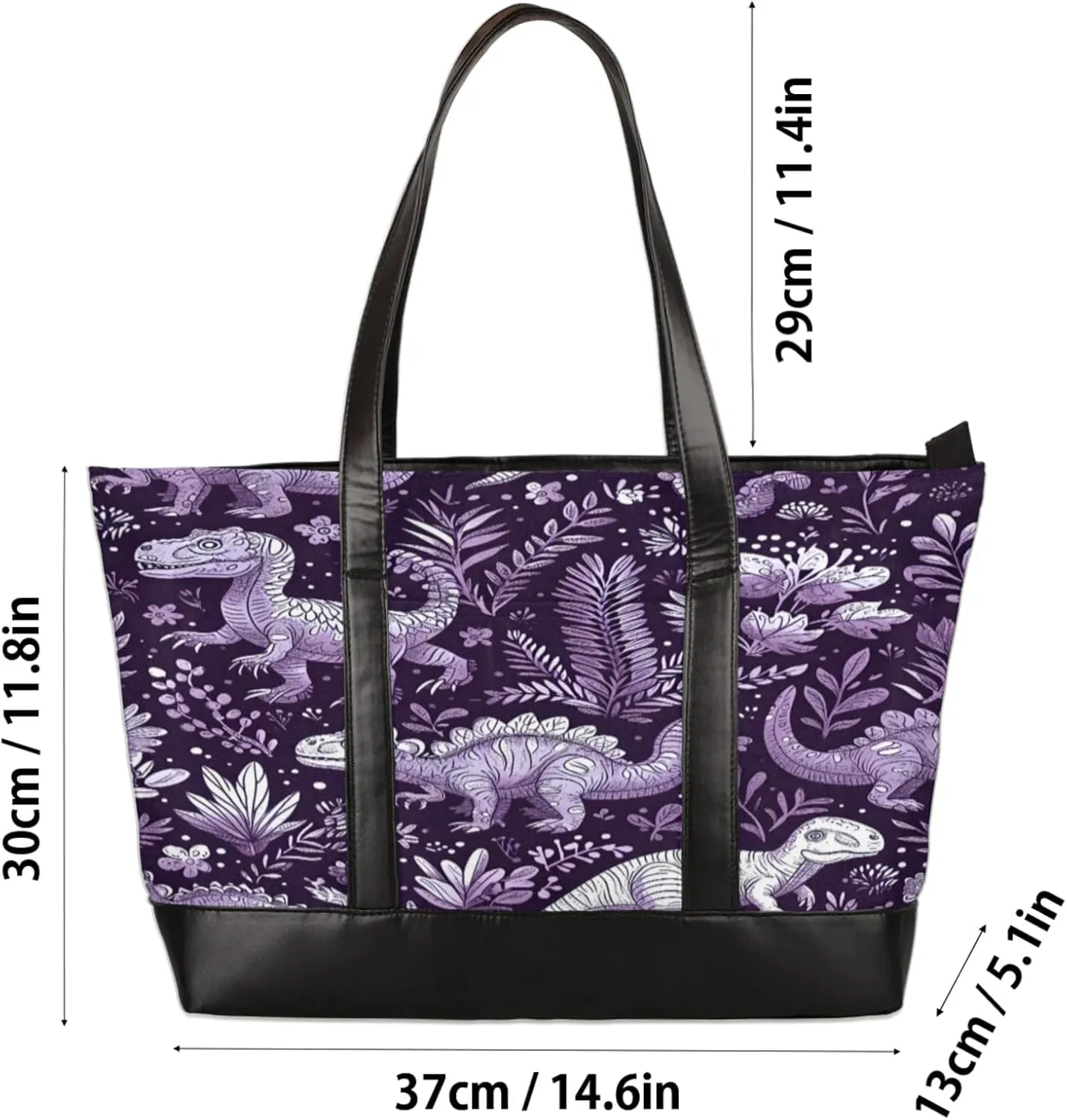 Women Tote Bag with Zipper, Shopper Handbag Travel Purse, PU Leather Laptop Tote Bags, Weekender Bags