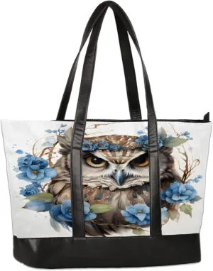 Women Tote Bag with Zipper, Shopper Handbag Travel Purse, PU Leather Laptop Tote Bags, Weekender Bags