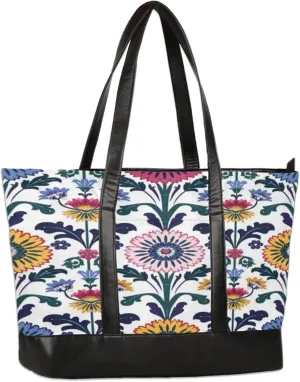 Women Tote Bag with Zipper, Shopper Handbag Travel Purse, PU Leather Laptop Tote Bags, Weekender Bags