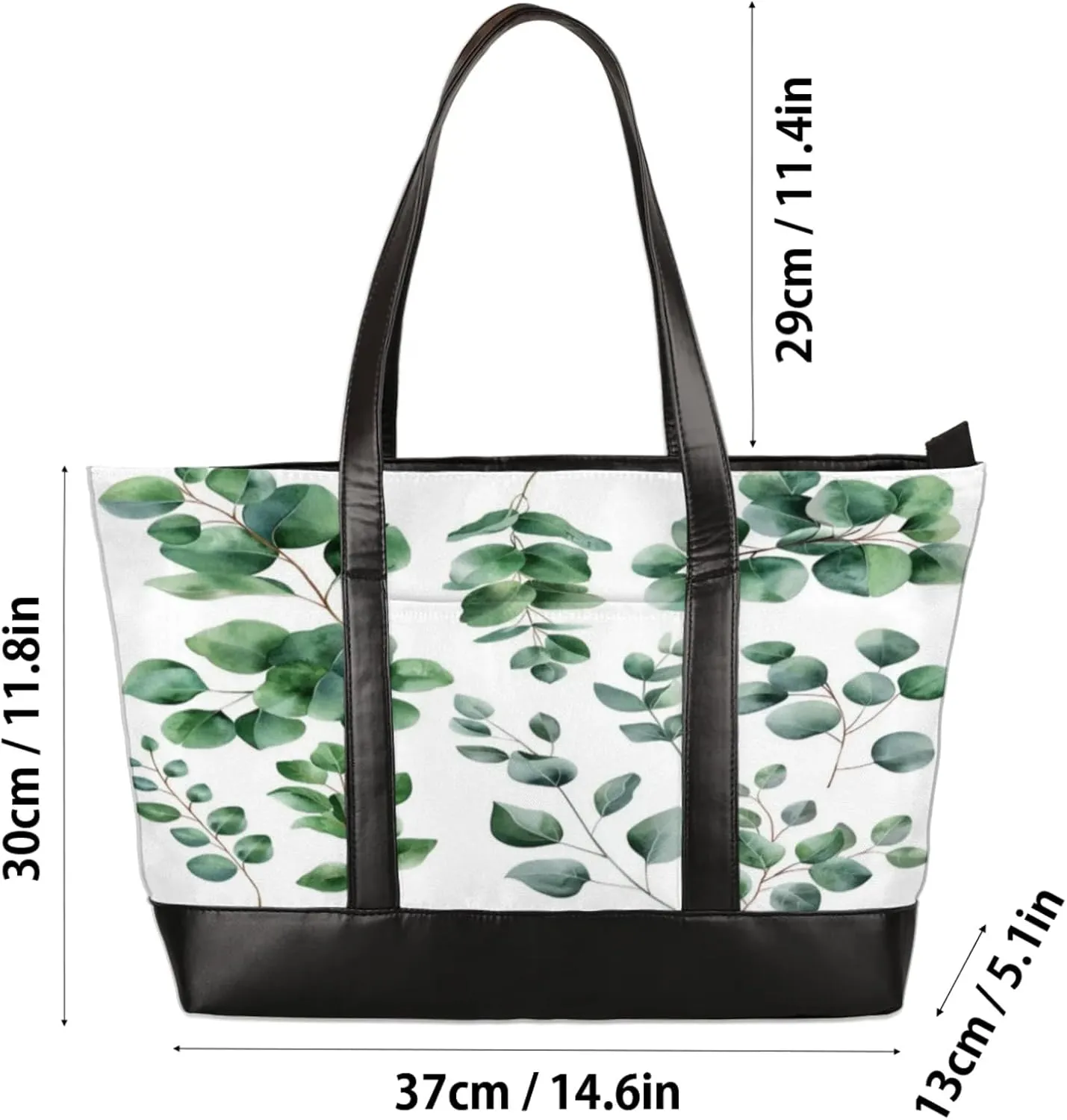 Women Tote Bag with Zipper, Shopper Handbag Travel Purse, PU Leather Laptop Tote Bags, Weekender Bags