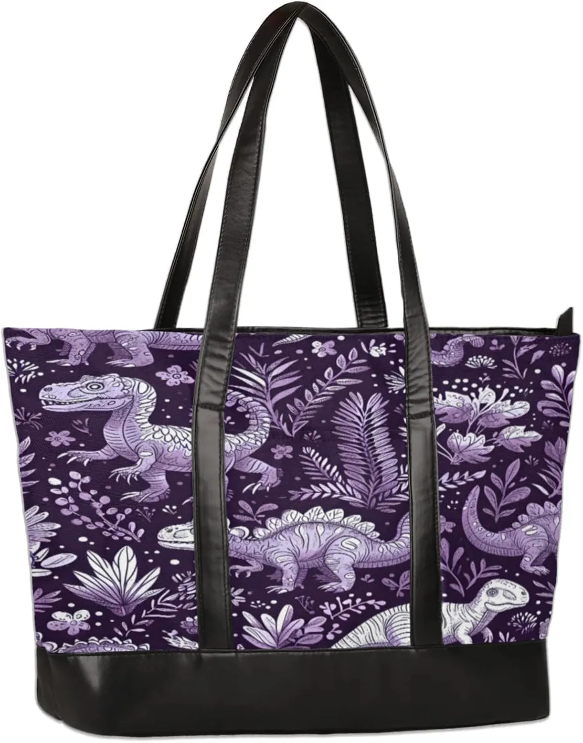 Women Tote Bag with Zipper, Shopper Handbag Travel Purse, PU Leather Laptop Tote Bags, Weekender Bags