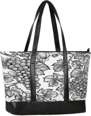 Women Tote Bag with Zipper, Shopper Handbag Travel Purse, PU Leather Laptop Tote Bags, Weekender Bags