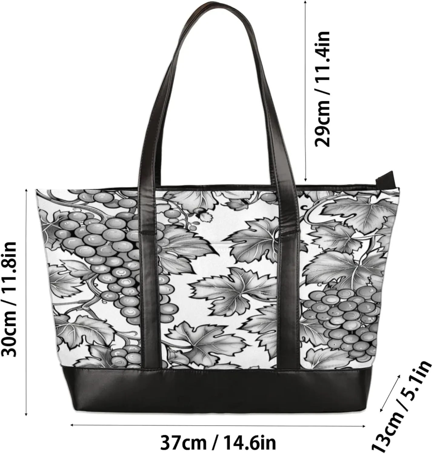 Women Tote Bag with Zipper, Shopper Handbag Travel Purse, PU Leather Laptop Tote Bags, Weekender Bags