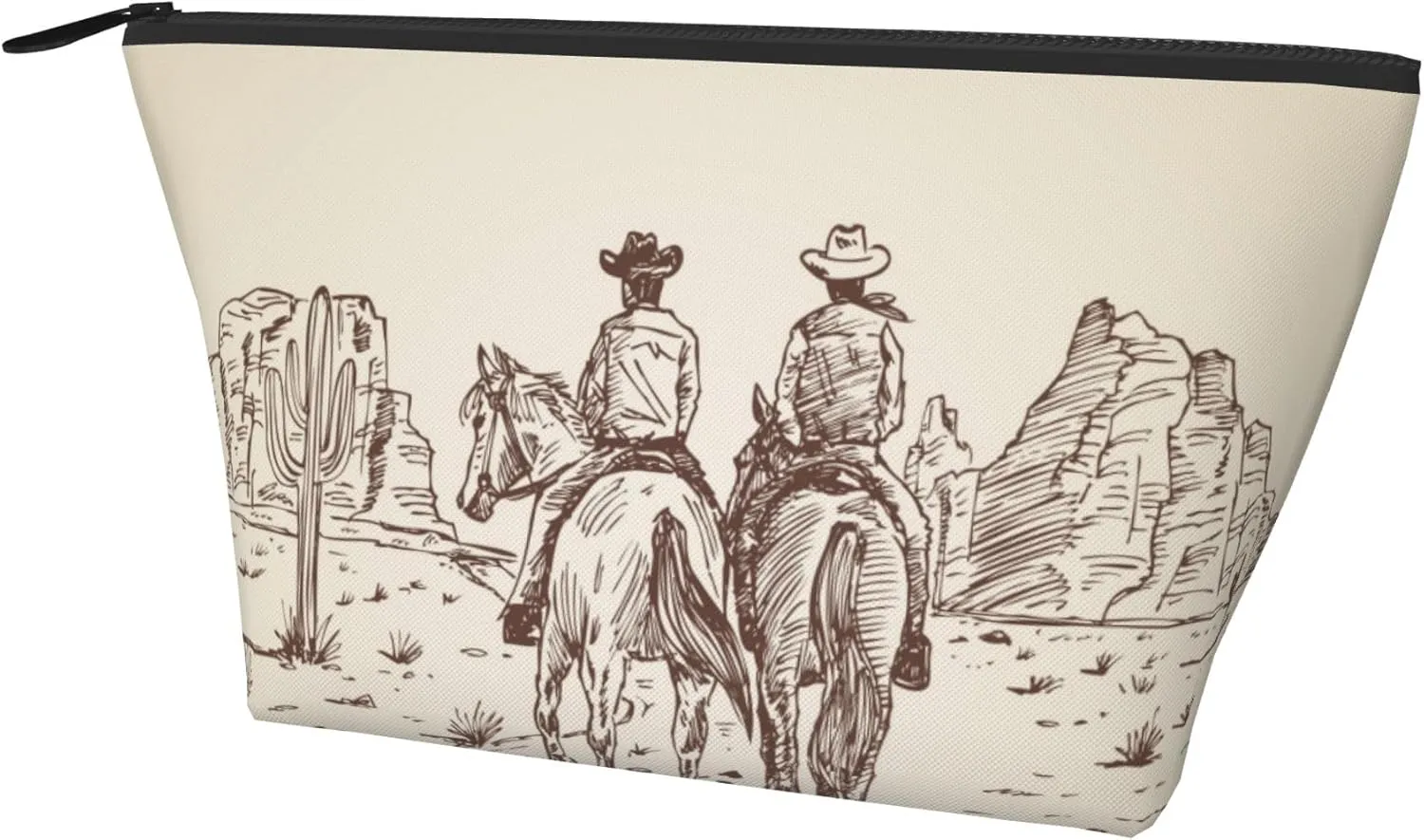 Women Western Desert Cowboy riding horses Makeup Bags Multipurpose Portable Travel Cosmetic Bag Soft Toiletry Pouch For Travel, Gym