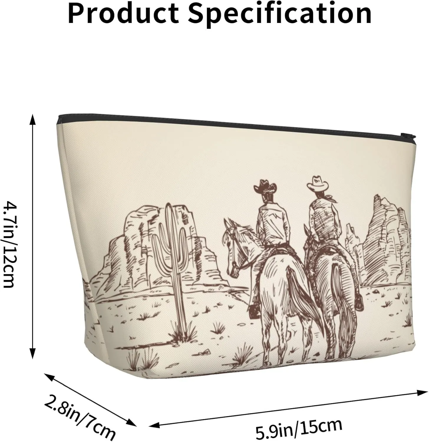 Women Western Desert Cowboy riding horses Makeup Bags Multipurpose Portable Travel Cosmetic Bag Soft Toiletry Pouch For Travel, Gym