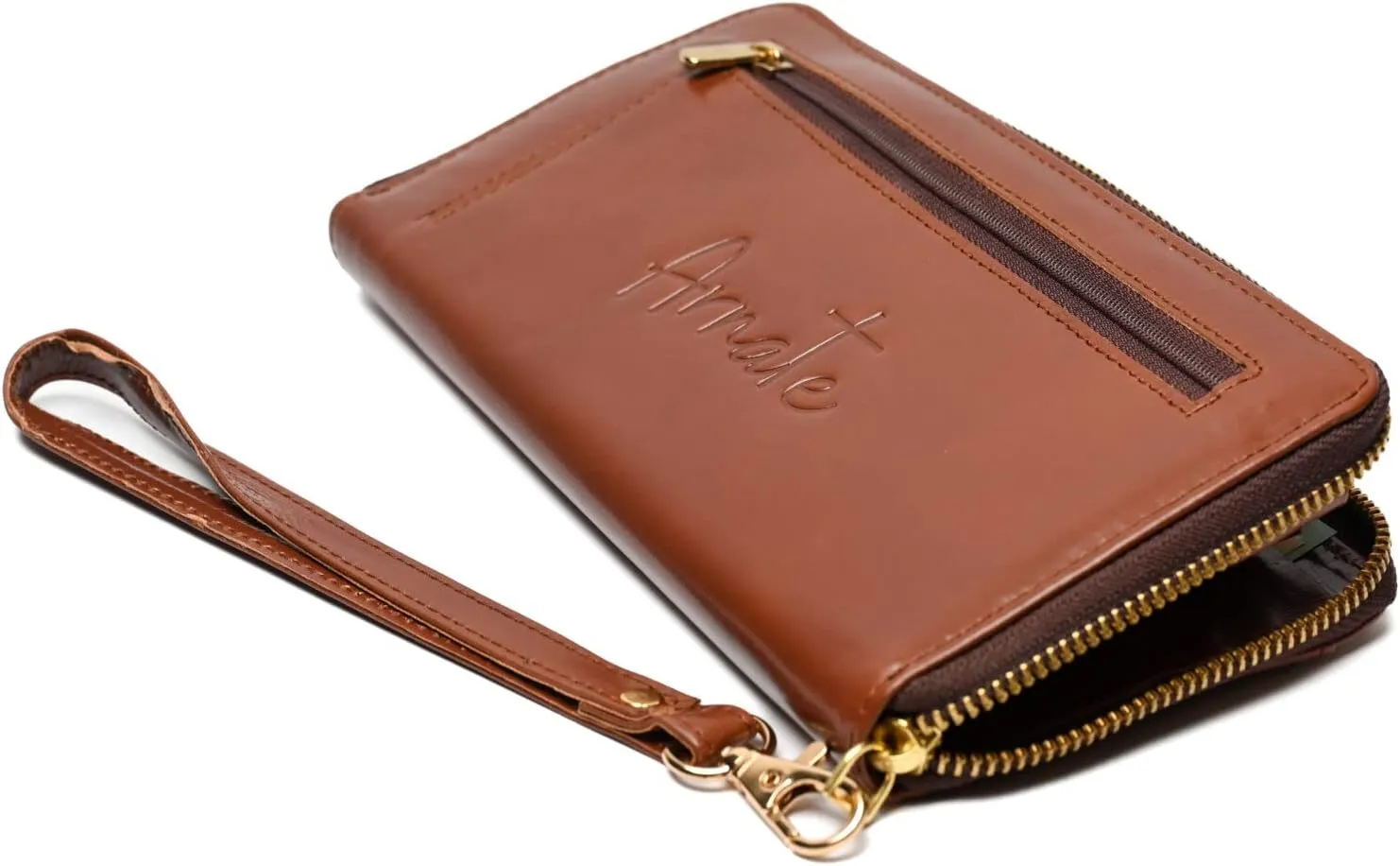 Women's Genuine Leather Large Wallet RFID Block Black Brown Chestnut Ladies Purse Clutch, CHESTNUT, RFID Safe Zip Closure Slim Genuine Leather Wallet Clutch Purse