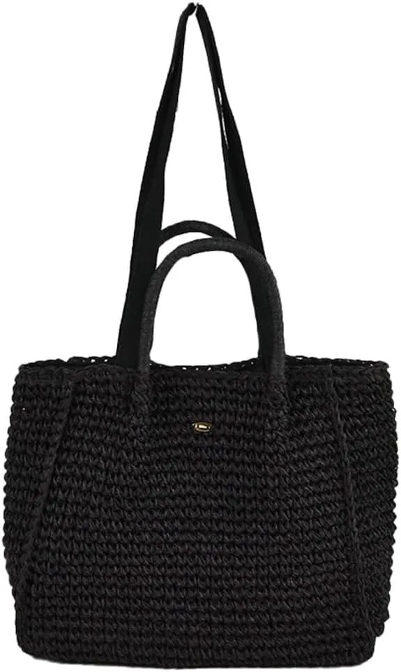 Women's Large Straw Beach Handbags Tote Bags for Summer Soft Woven Crossbody Shoulder Purse Perfect for Travel Vacation