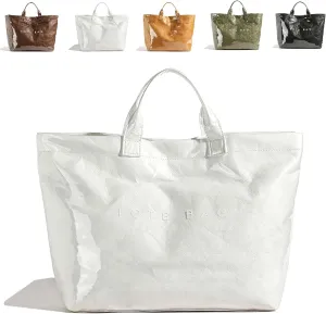 Women's Letters Print Tote Bag, PVC Tote Bags for Women Large, Large Kraft Paper Tote Bag, Waterproof Shoulder Bag