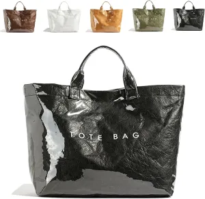 Women's Letters Print Tote Bag, PVC Tote Bags for Women Large, Large Kraft Paper Tote Bag, Waterproof Shoulder Bag