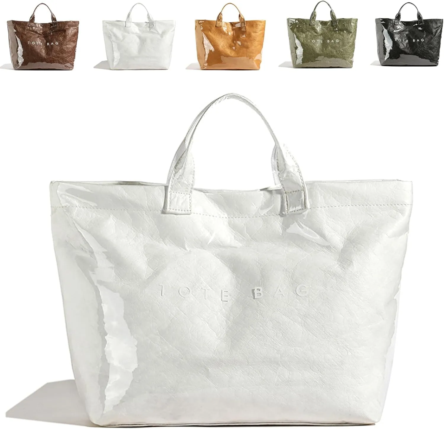 Women's Letters Print Tote Bag, PVC Tote Bags for Women Large, Large Kraft Paper Tote Bag, Waterproof Shoulder Bag