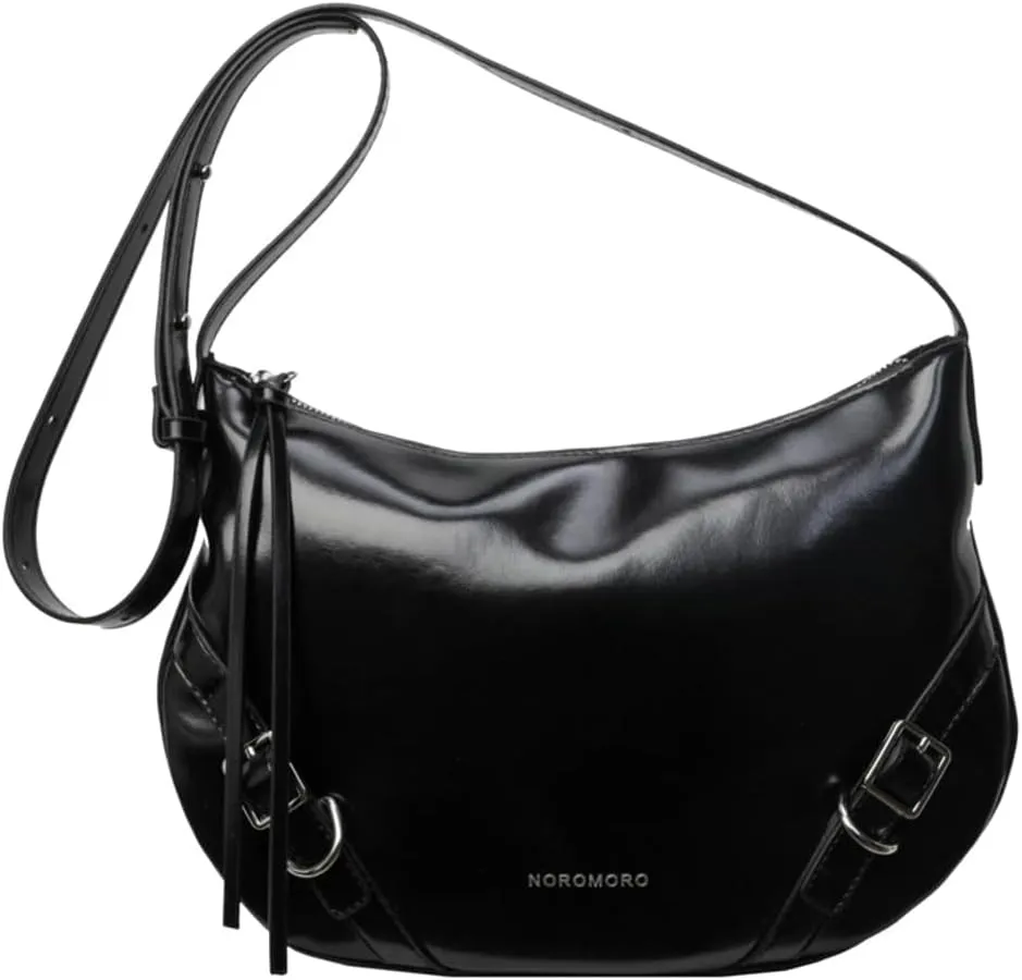 Womens PU Leather Hobo Bag Trendy Shoulder Bag Purse Slouchy Tote Bag Modern Handbag Satchel