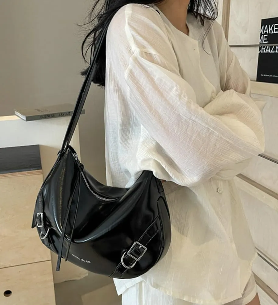 Womens PU Leather Hobo Bag Trendy Shoulder Bag Purse Slouchy Tote Bag Modern Handbag Satchel