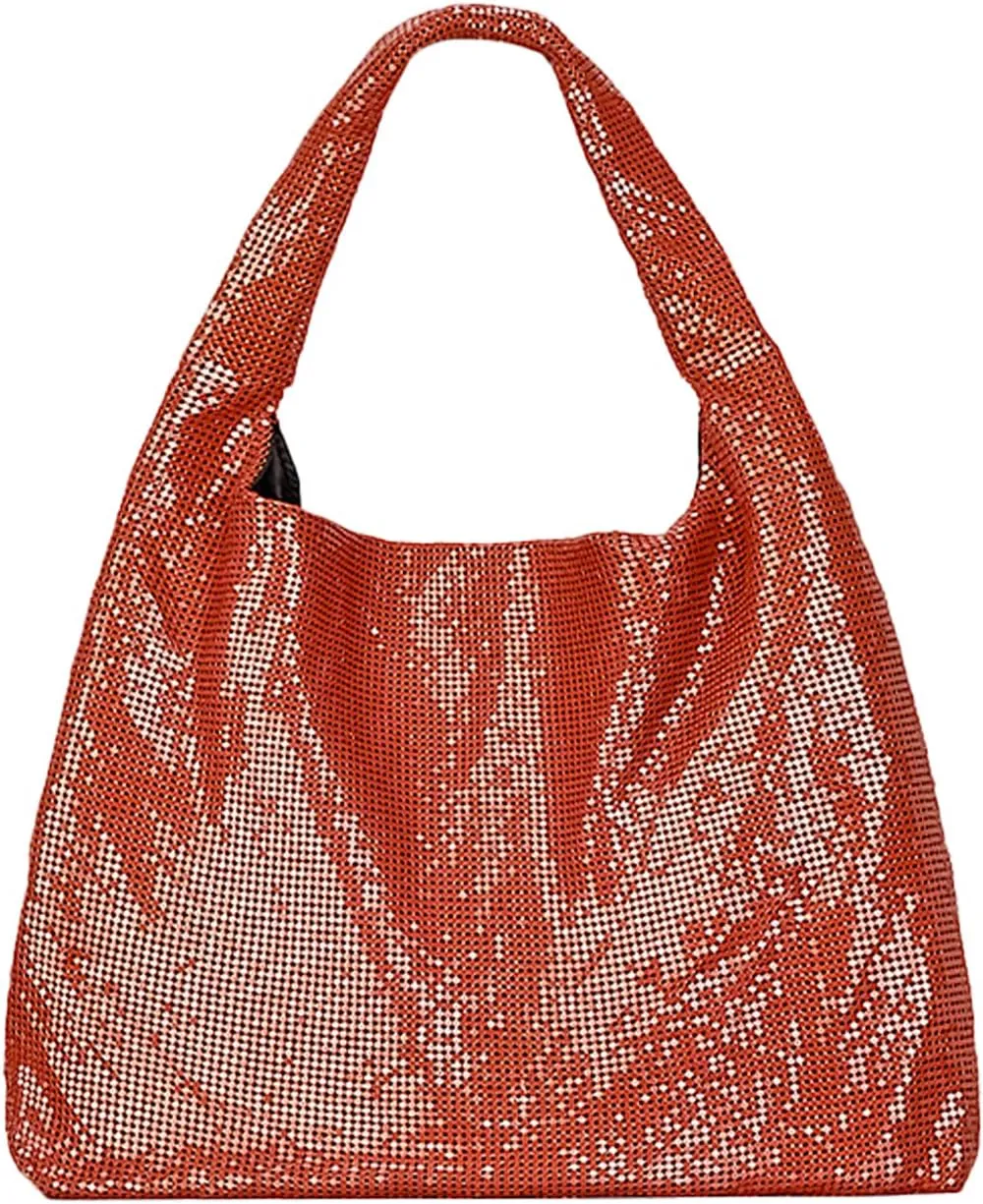 Women's Rhinestone Shoulder Bags Handbags,Fashion Sparkly Metal Mini Hobo Bag Vacation Party Club Wedding Handbag