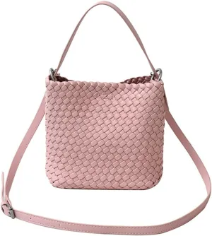 Woven Crossbody Purse Clutch for Women Trendy Woven Tote Bags Shoulder Hobo Bag Satchel Mini PU Leather Top-Handle Handbag