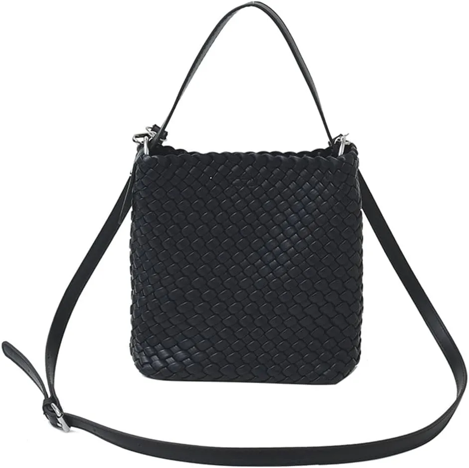 Woven Crossbody Purse Clutch for Women Trendy Woven Tote Bags Shoulder Hobo Bag Satchel Mini PU Leather Top-Handle Handbag