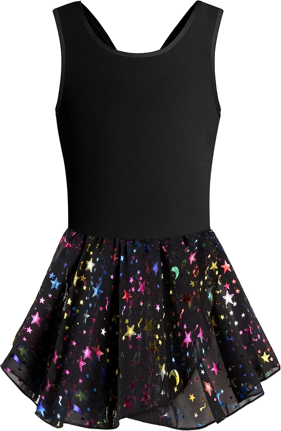 WYHDY Girls Ballet Leotards for Dance Camisole Dress Hollow Crisscross Back,Shiny Skirt