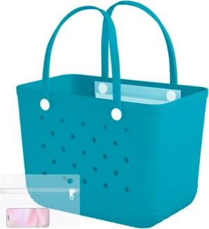 X-Large Rubber Beach Bag Tote Waterproof Tote Bag with Zipper Pocket Modern Travel Tote Bag Sports Beach