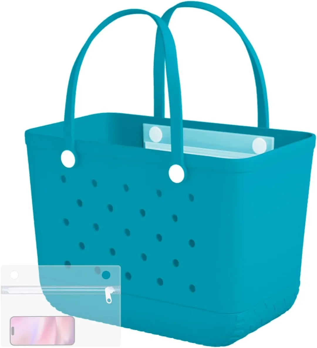 X-Large Rubber Beach Bag Tote Waterproof Tote Bag with Zipper Pocket Modern Travel Tote Bag Sports Beach