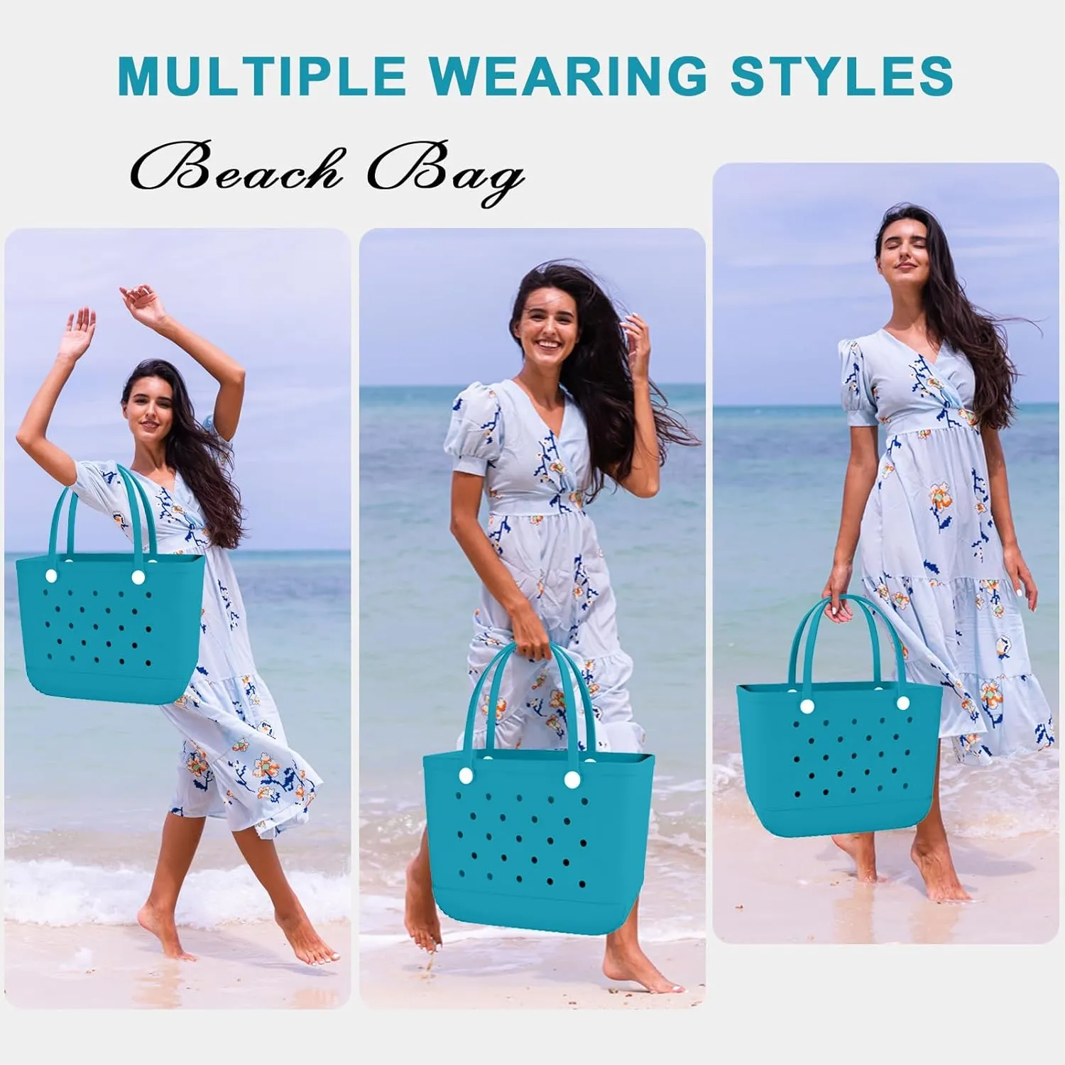 X-Large Rubber Beach Bag Tote Waterproof Tote Bag with Zipper Pocket Modern Travel Tote Bag Sports Beach