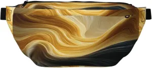 Yellow Smooth Wave Cream Textures Fanny Pack For Women Man, Waist Belt Bag Crossbody For Sports Travel Hiking Running Jogging